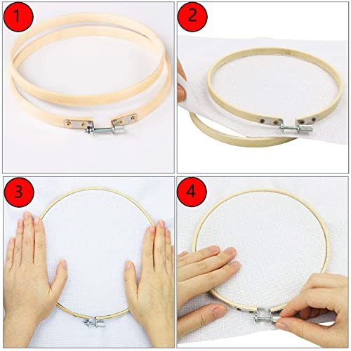 Cldamecy 3 Pieces Embroidery Hoops 4/5/6 inch,Round Bamboo Adjustable Frame Circle Ring Hoops for Embroidery,Cross Stitch,Ornament and Art Craft Sewing - style: 4/5/6 Inch