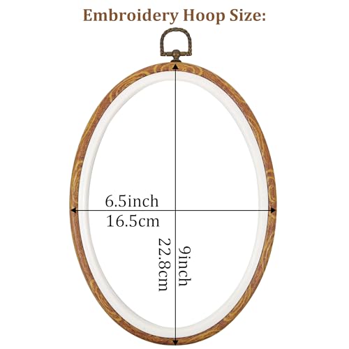 Oval Decorative Embroidery Hoop - 3 Pieces 9*6.5 inch Imitated Wood Cross Stitch Hoops Set, Resin Embroidery Frame for Display Sewing Craft Hanging Ornament - style: Oval-9*6.5inch-3pcs