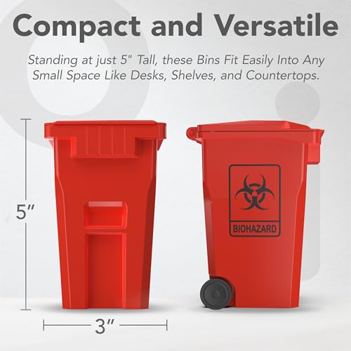 Wiosi Mini Trash Can Pencil Holder for Desks, Red/Yellow - color: Red-Yellow, size: 5"