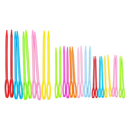 Hekisn Large-Eye Plastic Sewing Needles, Colorful Safety Lacing Needles, 3 Different Sizes Yarn Sewing Needle, Learning Needles for DIY Sewing Handmade Crafts 3.5 & 2.76 & 2.1 inch (30 Pieces) - size: 30 Pieces