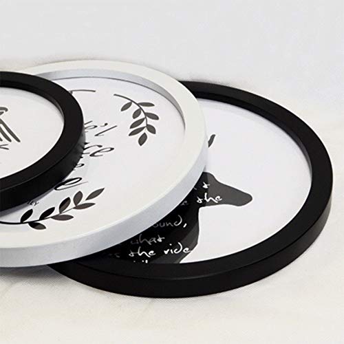 alfyng Round Photo Frame Wooden Wall Hanging Picture Frames Black 6 inch - color: black, size: 6 inch