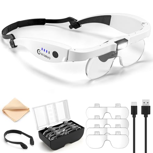 Magnifying Glass with Light, 1.5X-5.0X Magnifying Glasses 4 Lenses - color: White Magnifying Glass With Light