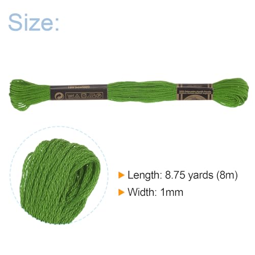 HARFINGTON 12 Skeins Embroidery Floss 8m Each Egyptian Long Fiber Cotton Cross Stitch Thread 26S/2x6 for Embroidery Projects Bracelet, Green - color: Green