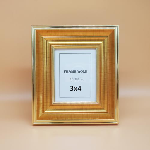 3x4 Gold Picture Frame, Real Glass, MDF, Black Backing, Wall/Tabletop - color: Gold, size: 3x4