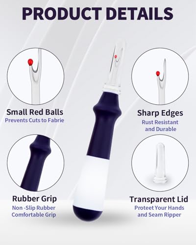 Needle and Thread Seam Ripper, Rippers for Sewing and Thread,Remover Stitch Tool for Hand Sewing, Knitting, Cross Stitching, Embroidery and Thread Removal (Blue+Red) - color: Blue+Red