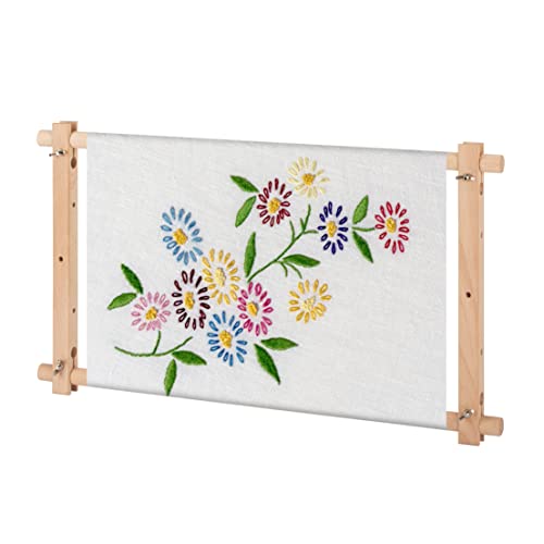 Tahanson Scroll Embroidery Frame - Beech Wood Holder for Quilting, Needlework, Embroidery, Sewing and Crafts - Complete with Cross-Stitch Needle Case