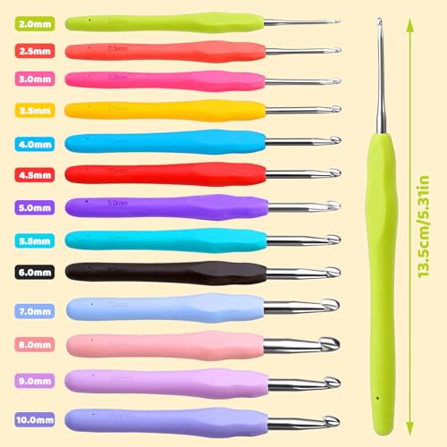 Mayboos 13 Pcs Crochet Hooks Set, 2mm(b)-10mm(n) Crochet Hooks Set - size: 13 Sizes