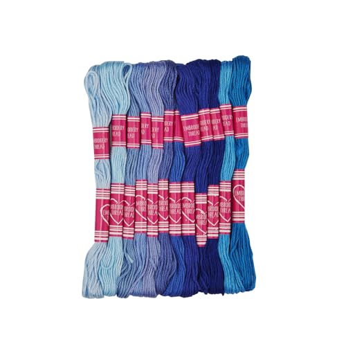 Friendship Bracelet String 12 Skeins, Embroidery Floss Cross Stitch Embroidery Thread Floss Bracelet Making Yarn, Craft Floss (Blue Series) - color: Blue series