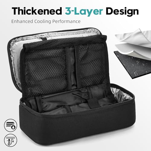 ALLCAMP Insulin Travel Cooler Case, Large Capacity, 4 Ice Packs, Black - color: Black