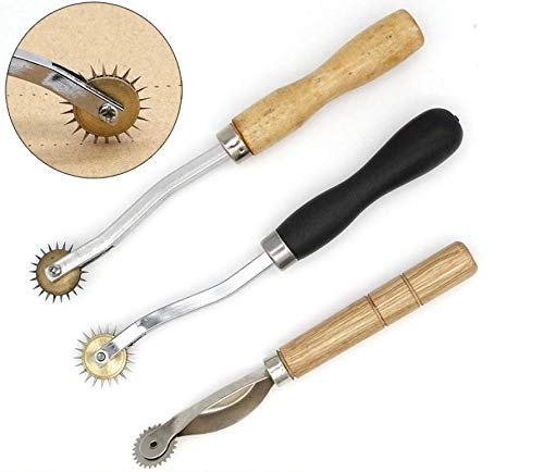 Tailors Awl and Needle Point Tracing Wheel, Scratch Awl 4 1/2" Long Leather Tools, 4mm Leather Paper ClothSewing Overstitch Wheel Tool 6 3/4" Long Pack of 2