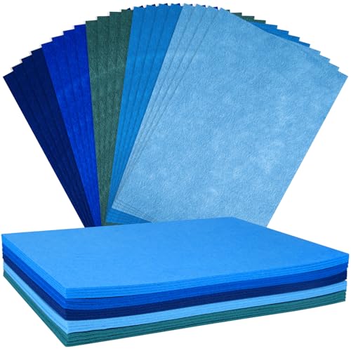 NEBURORA 20 Pcs 2mm Thick Stiff Felt Sheets for Crafts Sewing(Blue Series) - color: Blue