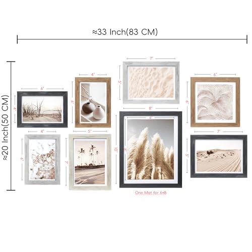ArtbyHannah Gallery Wall Frame Set, 8 Pack Multi-color Picture Frame, Small - color: Multi, size: Small