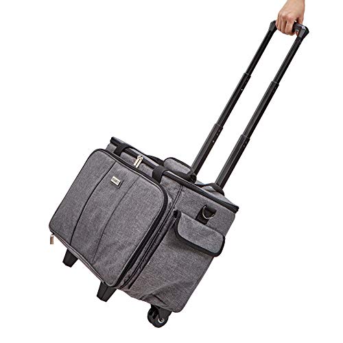 HOMEST Deluxe Sewing Machine Case with Wheels, Rolling Trolley Tote - color: Grey, size: Sewing Machine Bag Style W