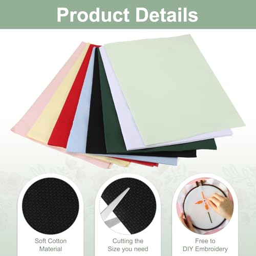 PATIKIL 14 Count Cross Stitch Cloth 19"x28", Embroidery Cotton Fabric DIY Cross Stitch for Handmade Needlework Art Crafts Machine Embroidery, Black - color: Black, size: 19"x28"