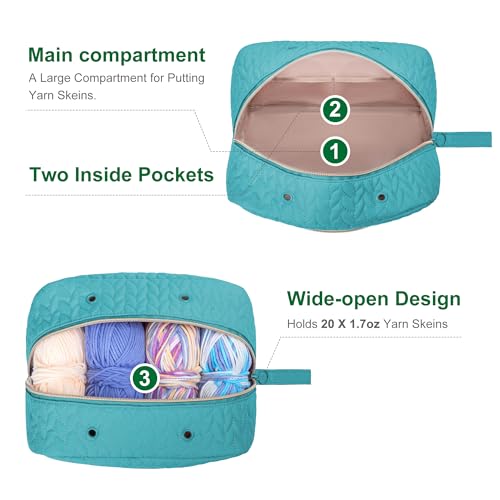 KarSyon Crochet Bag for Yarn Storage Knitting Crochet Supplies Accessories - color: Teal