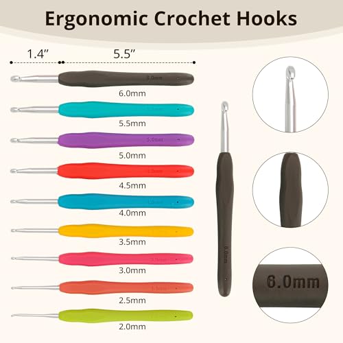 BAGCRAZY Stand-Up Crochet Hook Case Organizer, Travel Craft Holder with Phone Pocket, Quilted Bag with 9 Hooks, Needles & Scissors, Gift for Crochet Lovers - color: Pink