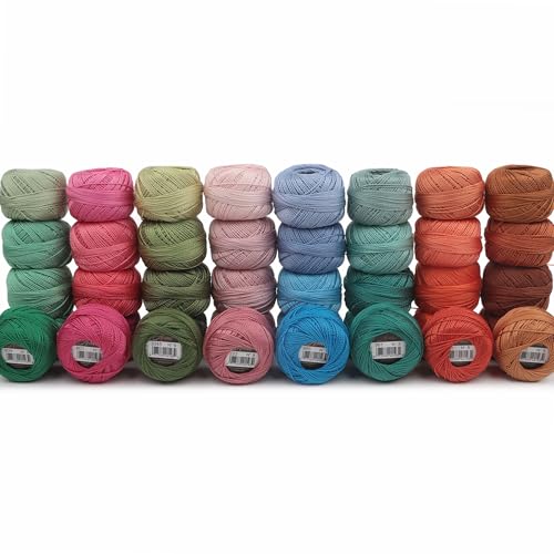 40 Colors Size 8 Double Mercerized Egyptian Long Staple Cotton Pearl Thread 5 Grams Ball Rainbow Color Embroidery Thread for Crochet Hardanger Cross Stitch Hand Embroidery (40A) - color: 40A