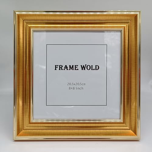 8x8 Gold Picture Frame, Real Glass, MDF, Black Backing, Wall/Tabletop - color: Gold, size: 8x8