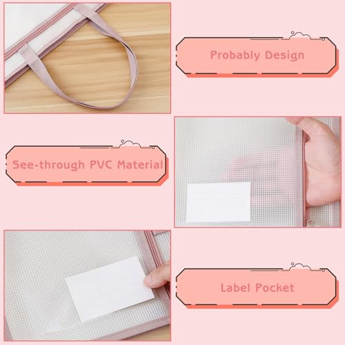 A3 Sewing Project Bags, Mesh Zipper Pouch Bag for Quilting (Pink) - color: Pink, size: A3