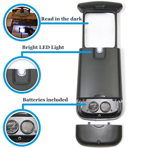 EasY Magnifier Small Pocket Magnifying Glass 3X with LED Light For Reading Fine Print; Mini Lighted Hand Held Acryl Lens; Read Lables In Stores; Magnify Glasses For Close Work;Helpful Gift For Seniors