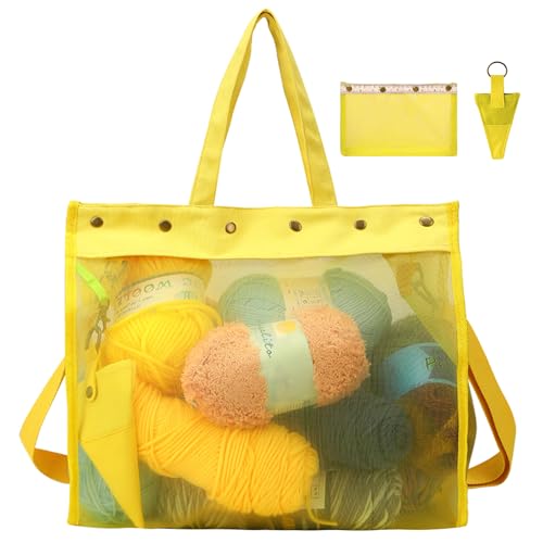 Knitting Bag Large Yarn Storage Organizer,Crochet Bags and Totes(Yellow) - color: Yellow