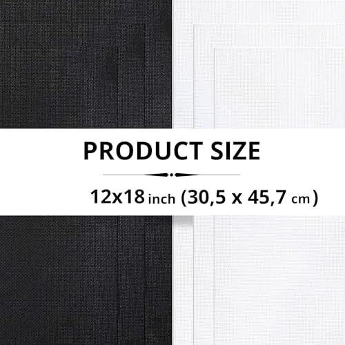 Aida Kit 18 Count 12x18 Inch – 6 Pcs Cross Stitch Fabric Kit Includes 18 Count 3 Black Cloth and 3 Cloth White Cotton 18 Ct Aida Cross Stitch Fabric for Needlework and Embroidery - color: Black, White (18count)