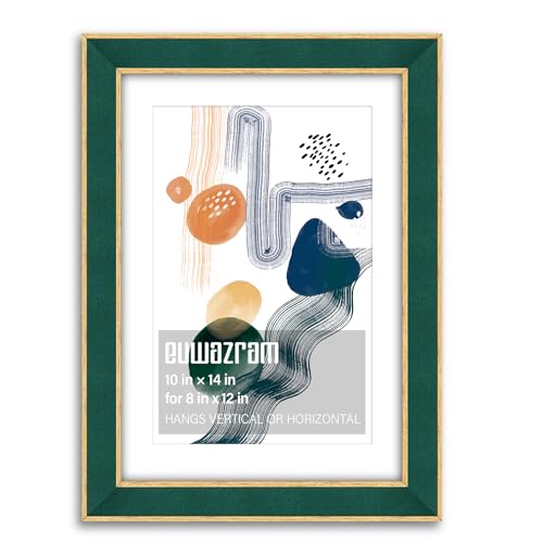 Suede 10x14 Frame - Single Frame, Elegant Green 10 x 14 Poster Frame with Mat for 8x12, 10x14 Picture Frames for Artwork, Puzzles, Photos, and Movie Posters - color: Green, size: 10" x 14" / 8" x 12" mat