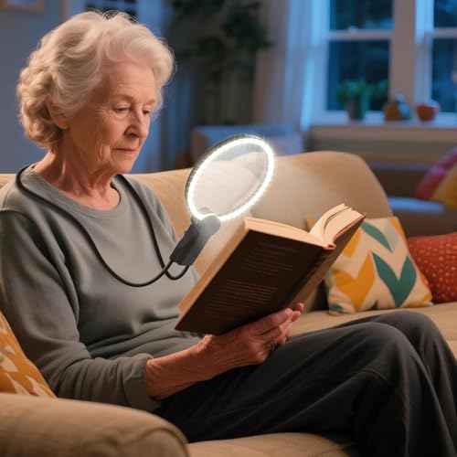2500mAh Magnifying Glass with Light, 5X Hands Free Magnifier for Reading - size: 2500mAh