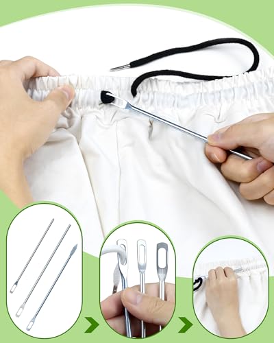 FIVEIZERO Drawstring Threader Tools & Draw Cords for Drawstring Replacement - size: 2 cords