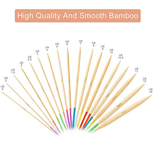 18 Pairs Circular Knitting Needles Set, Vancens Premium Bamboo Knitting Needles with Colorful Plastic Tube, 5 Kind of Tools for Weave are Included, 18 Sizes: 2mm - 10mm, 16 Inches Length - size: 16" Knitting Needles