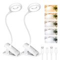 CUHIOY 2Pack Rechargeable Clip on Reading Light for Bed Headboard, White - color: White+White