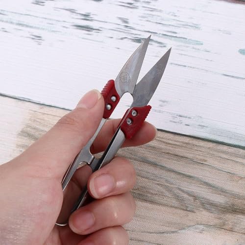 Red Stainless Steel U Sewing Scissors Clippers, Mini Small Snips Trimming Nipper Thread Sewing Cutter for Stitch, Crafts, DIY Projects,Cutting Tools (4.3in)