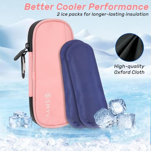 SMYV Insulin Cooler Travel Case with 2 TSA Approved Ice Packs, Pink - color: Soft Pink