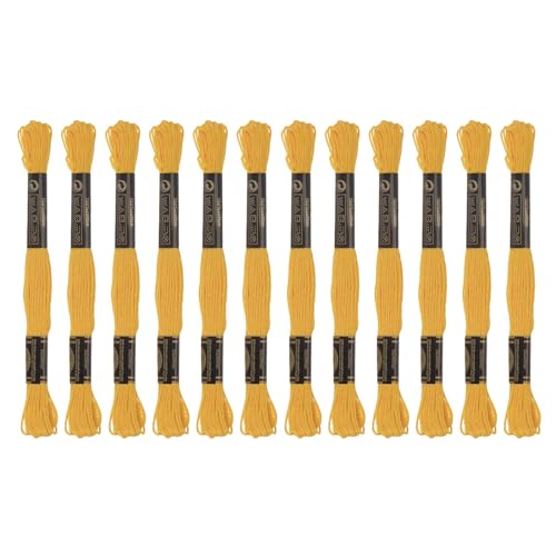 HARFINGTON 12 Skeins Embroidery Floss 8m Each Egyptian Long Fiber Cotton Cross Stitch Thread 26S/2x6 for Embroidery Projects Bracelet, Dark Yellow - color: Dark Yellow