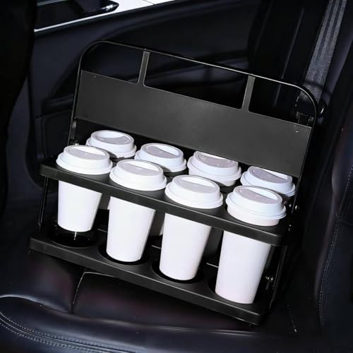 Bodaon 8 Cup Drink Carrier with Handle, Drink Cup Holder for Food Delivery - color: Black, size: 8-Cup