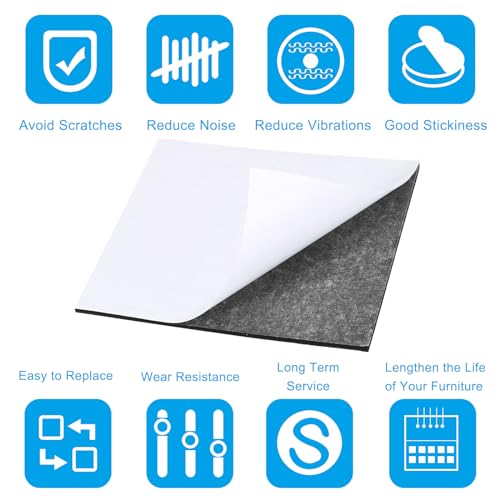 PATIKIL 6x6 Inch Black Square Felt Lamp Base Pads, 5 Pack, 2mm Thickness, Anti-Scratch, Non-Slip - color: Black, size: 6x6 Inch