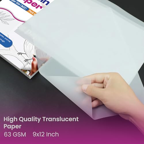Tracing Paper 9x12 in, 50 Sheets, Transparent Sketch Paper 63gsm - size: 9" x 12" (50 Sheet)