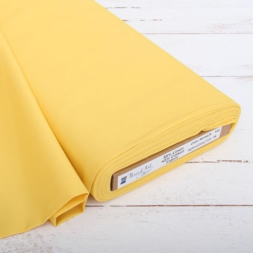 Threadart Light Yellow Linen Fabric - By the Yard, 55" Wide - color: Light Yellow, size: 1 YARD