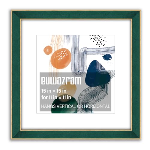 Suede 15x15 Frame - Single Frame, Christmas Elegant Green 15 x 15 Poster Frame with Mat for 11x11, 15x15 Picture Frames for Artwork, Puzzles, Photos and Movie Posters - color: Green, size: 15" x 15" / 11" x 11" mat