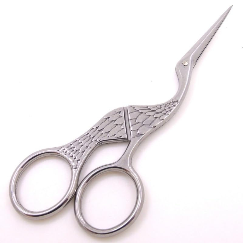 13cm Vintage Style Stork Crane Scissors Antique Cutter Embroidery Tea Scissors Beauty (silver) - color: Silver