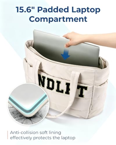 Needlepoint (NDLPT) Tote Bag & Clear Stitching Zipper Pouch Set (Beige) - color: Beige