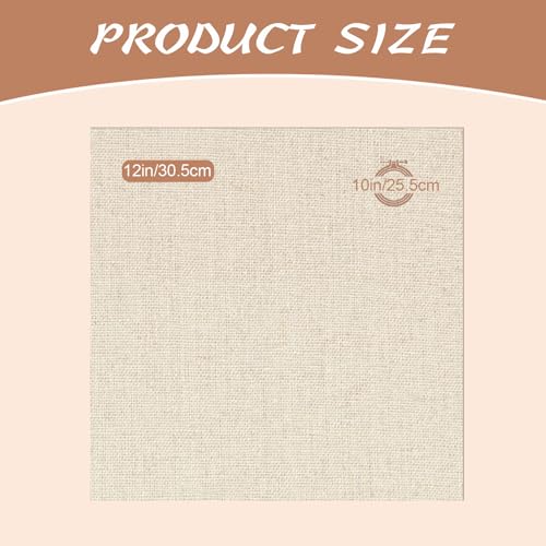 20 PCS Linen Embroidery Fabric, 12 × 12 Inch Natural Color Fabric - color: Natural Color, size: 12×12 Inch