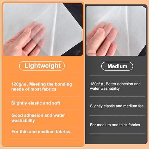 KEPAIBOS Double Sided Iron On Adhesive Sheets with Backing Easy-Iron Permanent Fusible Patch Fabric Glue A4 Size 20 PCS (Lightweight M) - size: M, style: Lightweight
