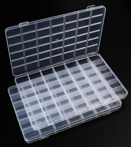42 Grids Bead Organizer Box, 2 Pack, Clear Jewelry Organizer for Bead Organizers and Storage - color: [2-Pack] Clear, size: 42-Grids