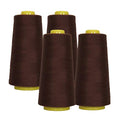 AK Trading 4-Pack Chocolate Brown All Purpose Sewing Thread Cones (6000 Yards Each) of High Tensile Polyester Thread Spools for Sewing, Quilting, Serger Machines, Overlock, Merrow & Embroidery - color: CHOCOLATE BROWN