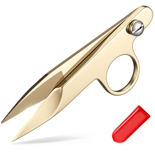 1 Pcs Mini Upgrade Sewing Scissors Fabric Thread Snips Scissors for Sewing Tiny Premium Tailor with Protective Cover Supplies Cutting Clothes Fishing Line Fabric Yarn (Gold) - color: Gold
