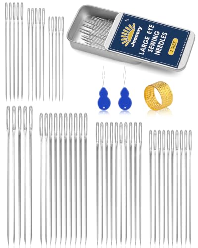 50 Pcs Large Eye Sewing Needles, 7 Size Embroidery Needles for Handsewing - size: 7 Size-50pcs