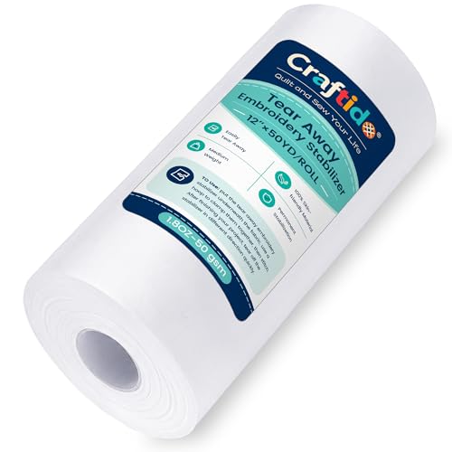 Craftido Tear Away Embroidery Stabilizer 12" x 50 Yd/Roll - size: 12" x 50 Yd/roll
