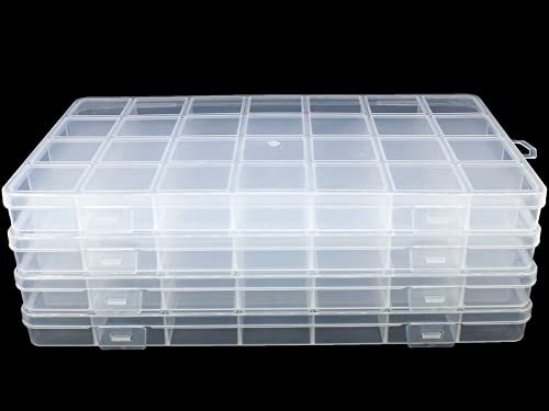 4Pack 28-Grid Clear Storage Boxes with Fixed Dividers for Beads - size: 4pcs 28 Grids
