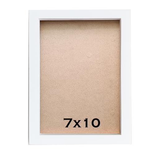 7x10 Picture Frames Set of 10.White Solid Wood Wall Mounted Frames - size: 7x10